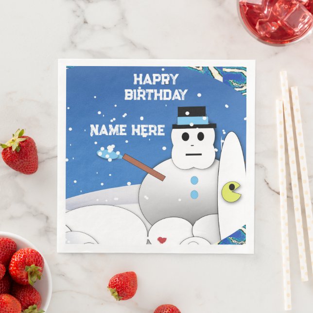 Guardanapo De Papel De Jantar Feliz Aniversário Snowman Paper Janta Napkins (Insitu)