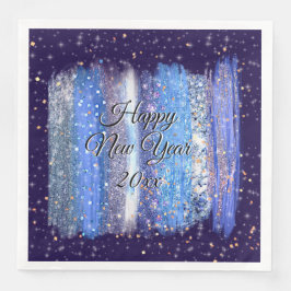 Guardanapo De Papel De Jantar Feliz ano novo 20xx de Traços de Pincel Molhado Az