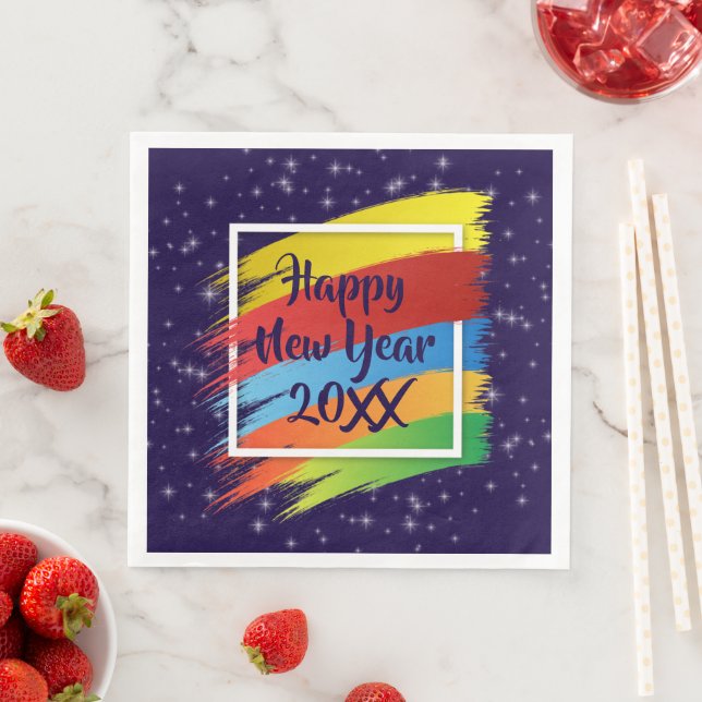 Guardanapo De Papel De Jantar Feliz ano novo 20xx de Traços do Pincel (Insitu)