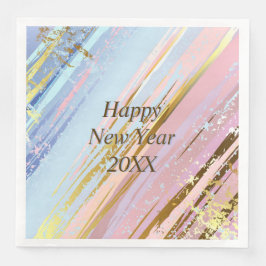 Guardanapo De Papel De Jantar Feliz ano novo abstrato Azul Cor-de-Rosa Dourado 2