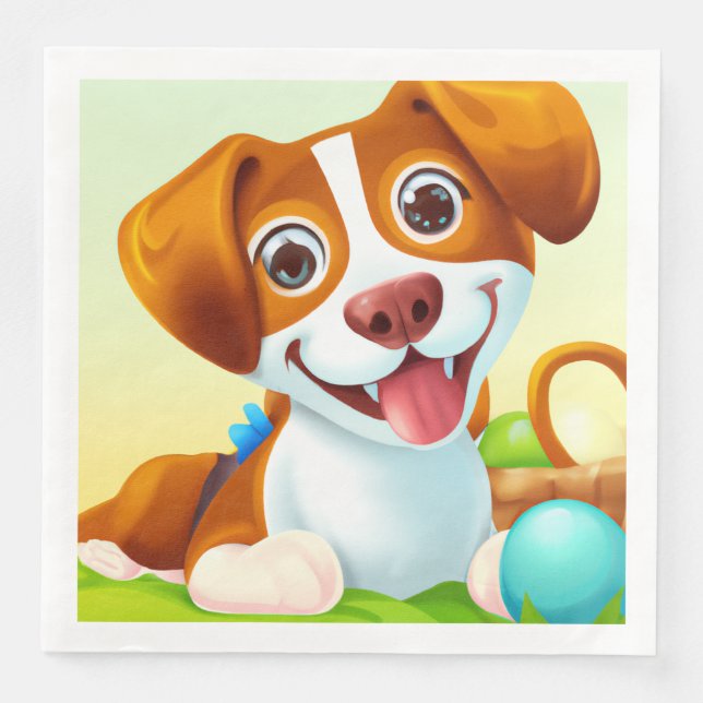 Guardanapo De Papel De Jantar Feliz Cachorro Sorridente (Frente)