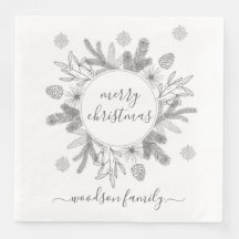 Feliz Natal Boughs Pine Holly Wreath