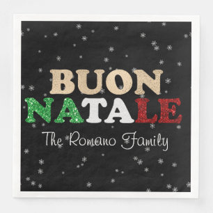 Guardanapo De Papel De Jantar Feliz Natal Nome da Família Natal Italiano em Pret