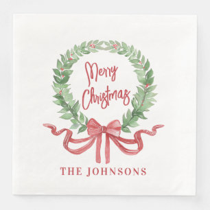 Guardanapo De Papel De Jantar Feliz Natal Wreath