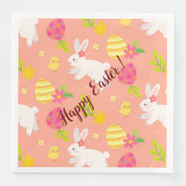 Guardanapo De Papel De Jantar Feliz Personalização De Frango E Coelho De Páscoa
