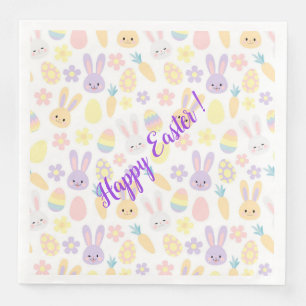 Guardanapo De Papel De Jantar Feliz personalização do coelho roxo Páscoa