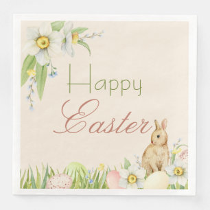 Guardanapo De Papel De Jantar Felz pascoa De Coelho Doce Floral Watercolor