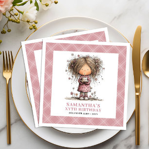 Guardanapo De Papel De Jantar Festa da Menina de 3 Anos Divertida Cor-de-Rosa