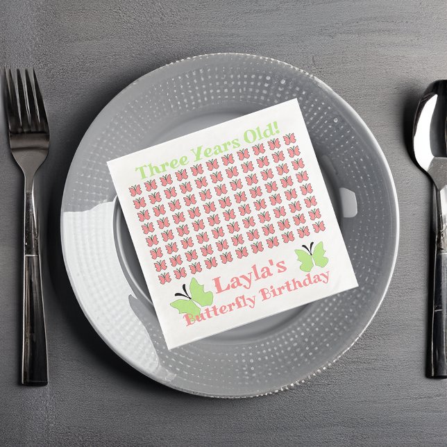 Guardanapo De Papel De Jantar Festa de aniversário borboleta (Criador carregado)
