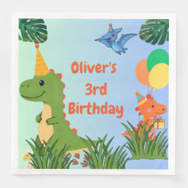 Guardanapo De Papel De Jantar Festa de aniversário Dinossauro - Tema Dino Bonito