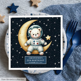 Guardanapo De Papel De Jantar Festa de aniversário dos Astronautas dos Ursinhos 
