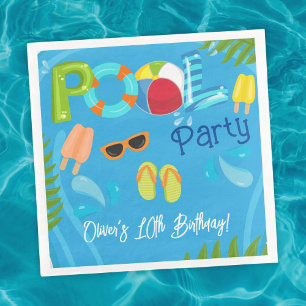Guardanapo De Papel De Jantar Festa de aniversário Summer Boy da piscina