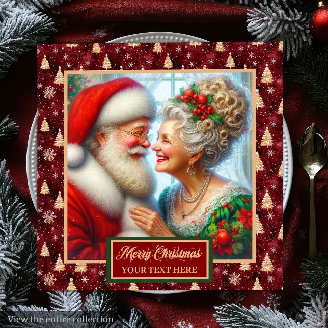 Guardanapo De Papel De Jantar Festa de Férias Napkins Red Dourado Claus Design (Holiday Party Napkins Red Gold Green Claus Design)