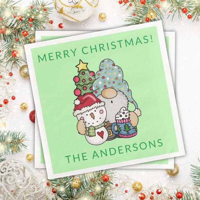 Guardanapo De Papel De Jantar Festa de Natal Gnome Snowman (Criador carregado)