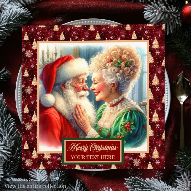 Guardanapo De Papel De Jantar Festa de Natal Napkins Papais noeis Vermelhos Dour (Christmas Party Napkins Red Gold Green Santa)