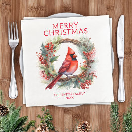 Guardanapo De Papel De Jantar Festa de Natal Vermelho Cardinal