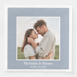 Guardanapo De Papel De Jantar Festa de noivado de fotos azul empoeirado