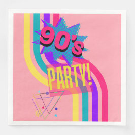 Guardanapo De Papel De Jantar Festa Retro dos Anos 90 Rosa Aniversário Nostálgic