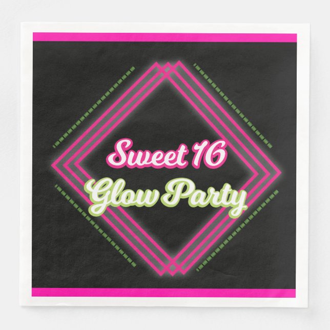 Guardanapo De Papel De Jantar Festa Sweet 16 Glow (Frente)
