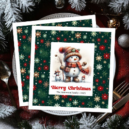 Guardanapo De Papel De Jantar Festive Christmas Snowman Napkins Editable Kids