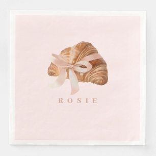 Guardanapo De Papel De Jantar Fita Rosa Coquette Personalizada