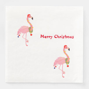 Guardanapo De Papel De Jantar Flamingo Santa Hat Feliz Natal