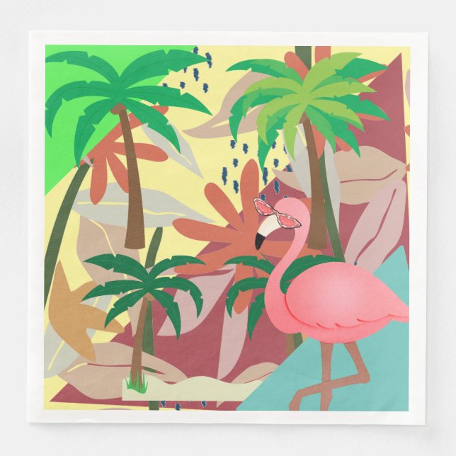 Guardanapo De Papel De Jantar Flamingo Summer Themed (Frente)