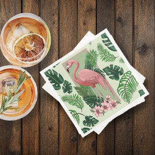 Guardanapo De Papel De Jantar Flamingo Verde Rosa Deixa a Lily
