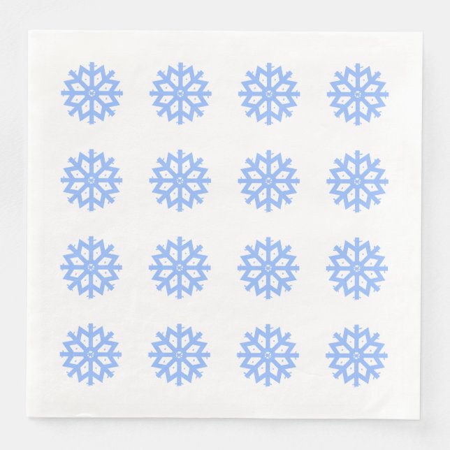 Guardanapo De Papel De Jantar Floco de neve Azul Inverno Padrão Festivo (Frente)