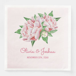 Guardanapo De Papel De Jantar Flor de Água-Marinha com Peônia Rosa Casamento