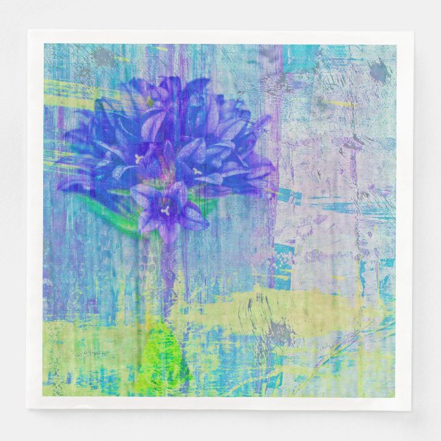 Guardanapo De Papel De Jantar Flor em Violeta Azul (Frente)