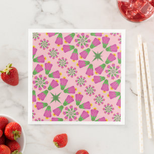 Guardanapo De Papel De Jantar Flor Retro Flor Mandalas Papel Rosa Nápoles