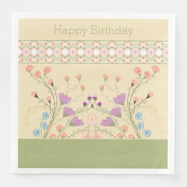 Guardanapo De Papel De Jantar Floral Acentuado Com Verde (Frente)