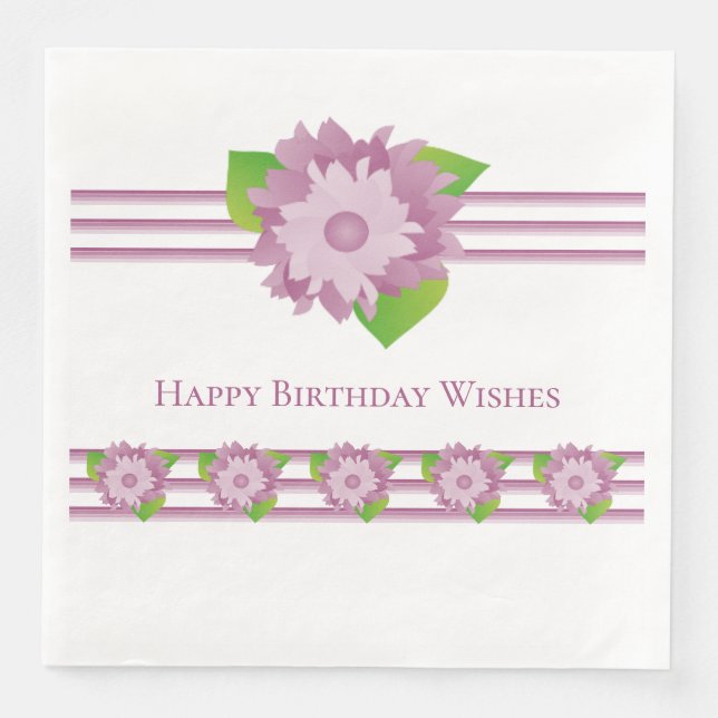 Guardanapo De Papel De Jantar Floral E Stripe Roxos (Frente)