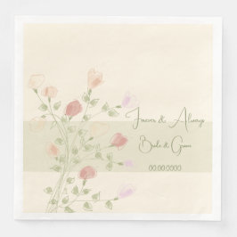 Guardanapo De Papel De Jantar Floral Elegante Com Verde Suave