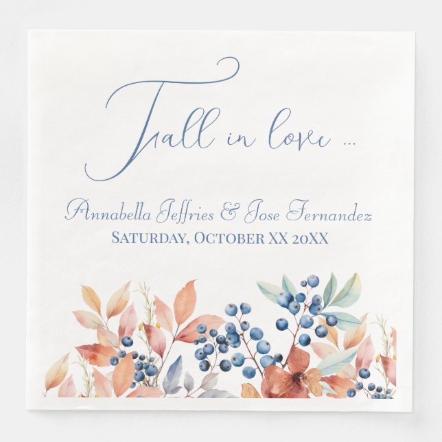 Guardanapo De Papel De Jantar Flores de Aquarela para Casamento de Outono (Frente)