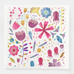 Guardanapo De Papel De Jantar Flores de Hedgerow Watercolor Napkin