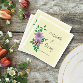 Guardanapo De Papel De Jantar Flores de Lavanda de mamangabas amarelas