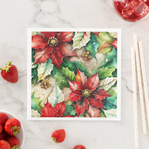 Guardanapo De Papel De Jantar Flores Natalinos 01