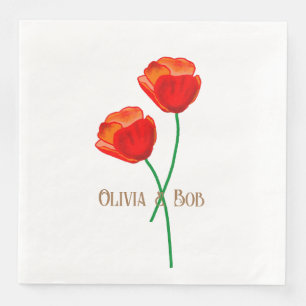 Guardanapo De Papel De Jantar Flores Papoulas Vermelhas Personalizadas