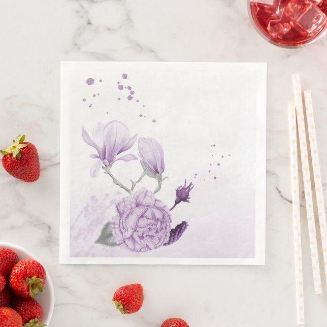 Guardanapo De Papel De Jantar flores roxas botânico casamento (Insitu)