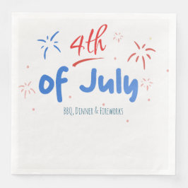 Guardanapo De Papel De Jantar Fogos de Artifício Minimalistas com Texto de 4 de 