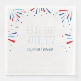 Guardanapo De Papel De Jantar Fogos de Artifício Minimalistas com Texto de Quatr