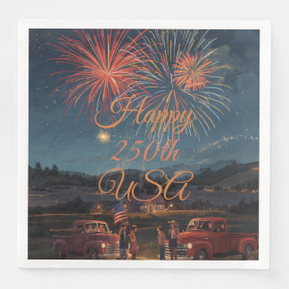 Guardanapo De Papel De Jantar Fogueira Patriótica Feliz 250º EUA Personalizada
