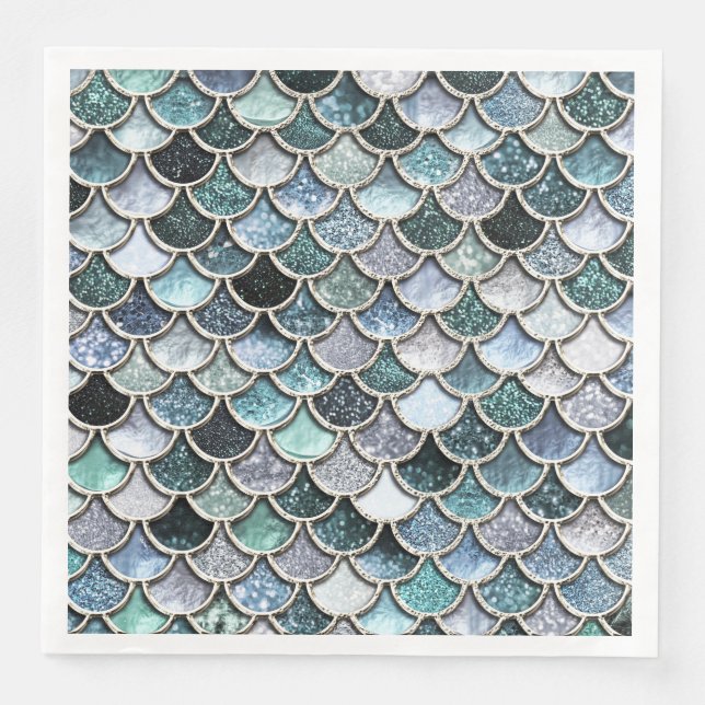 Guardanapo De Papel De Jantar Folha de Silver Metálica Brilhante Escalas (Frente)