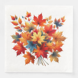 GUARDANAPO DE PAPEL DE JANTAR FOLHAS AMARELAS VERMELHAS DE LARANJA AMARELO