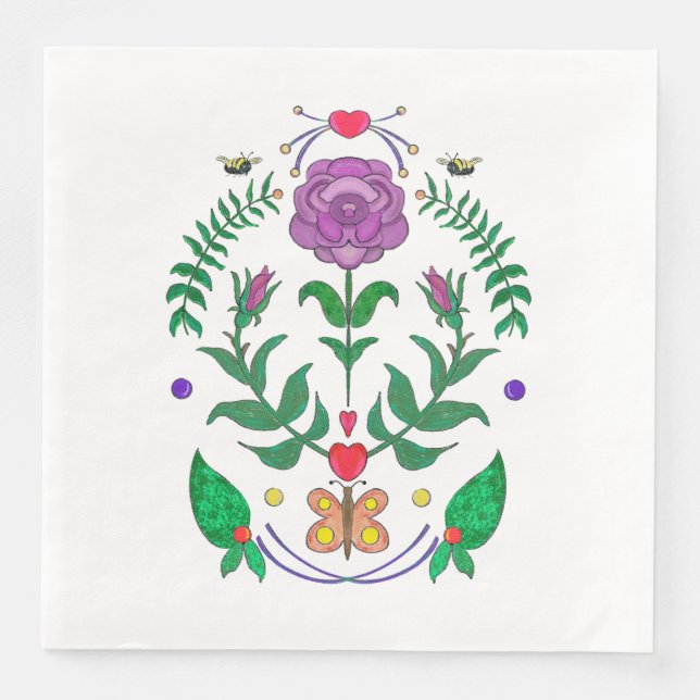 Guardanapo De Papel De Jantar Folk Art Napkin (Frente)