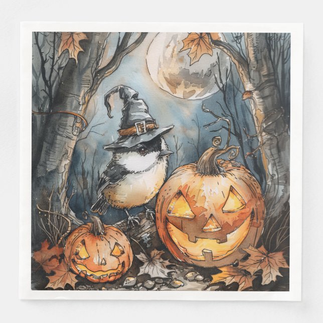 Guardanapo De Papel De Jantar Frango de Halloween por Aquarela para Decoupage (Frente)