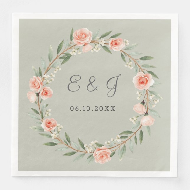 Guardanapo De Papel De Jantar Fraqueza rosa, romântica (Frente)