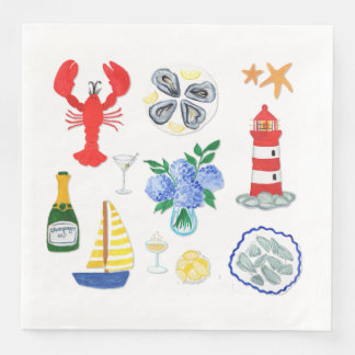 Guardanapo De Papel De Jantar Frutos do Mar de New England com Tema Nantucket